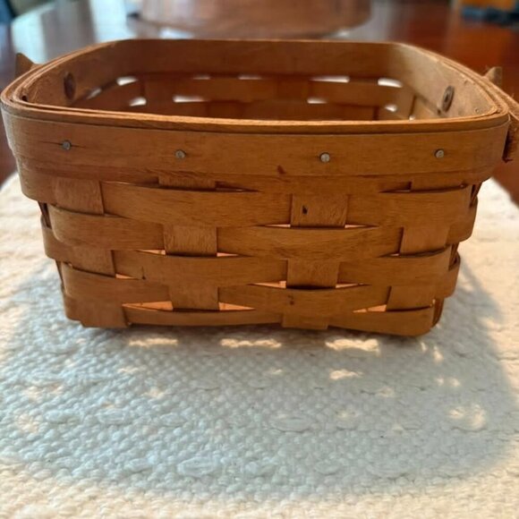 Vintage Handwoven Longaberger 1996 Double Handle Square Basket Signed - Picture 3 of 5